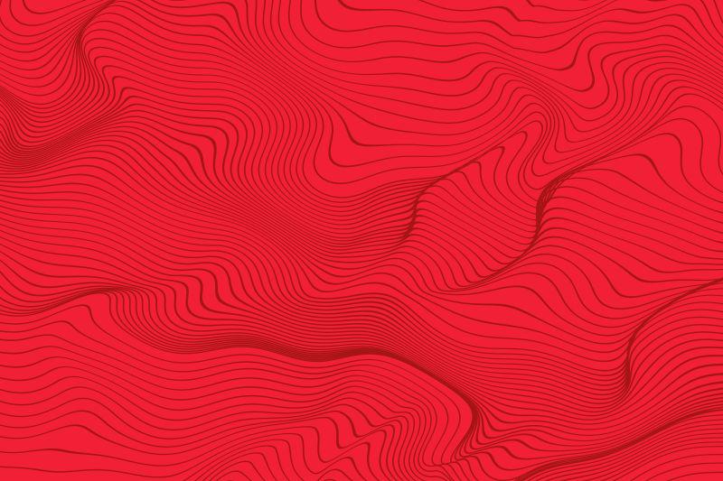 红色抽象线型波形背景