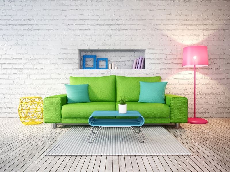 现代室内家具的3D插图