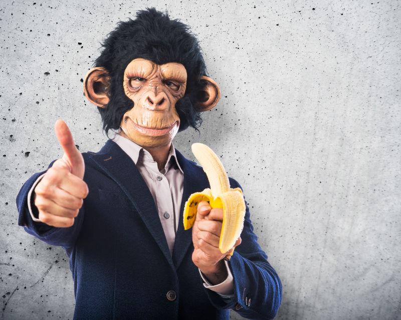 猴子吃香蕉的纹理背景