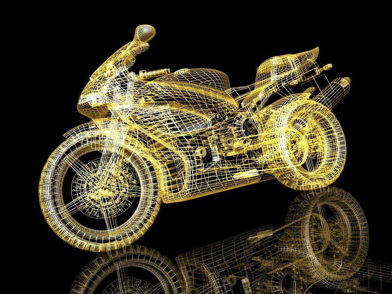 黄金颜色三维摩托车