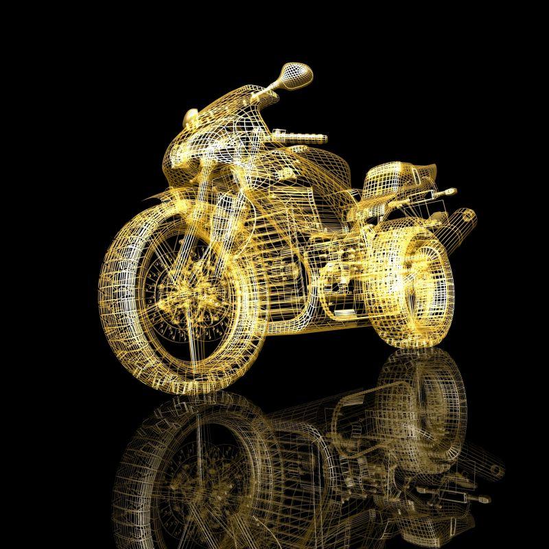 黑色背景黄金3d摩托车