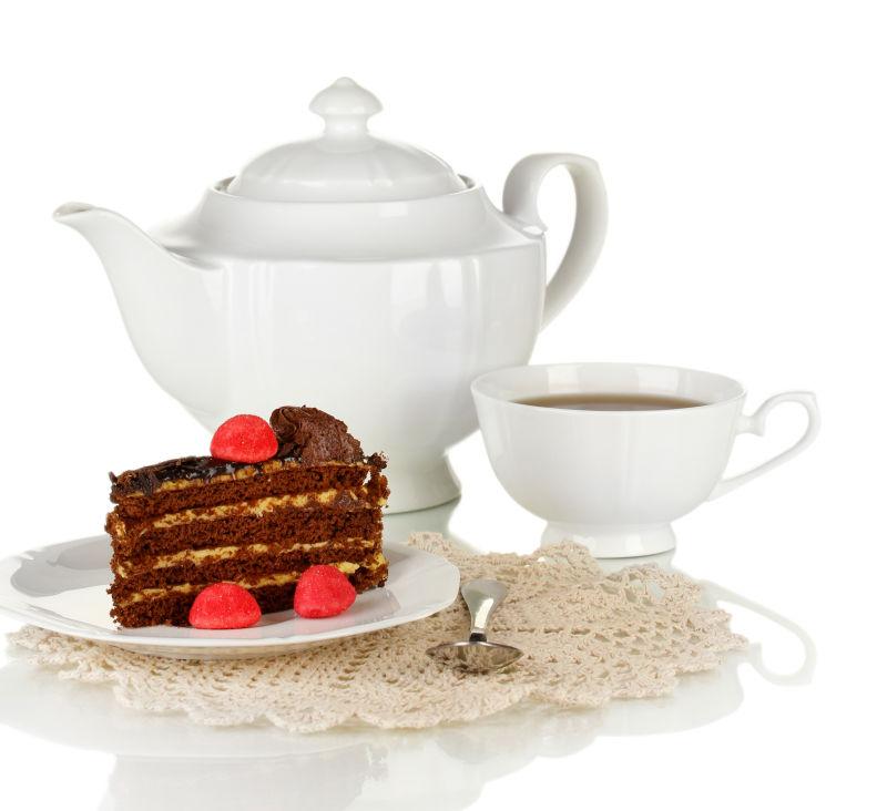 茶壶茶杯和蛋糕