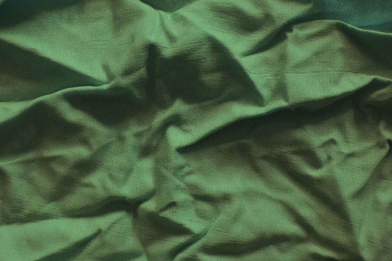 绿色纺织褶皱布料