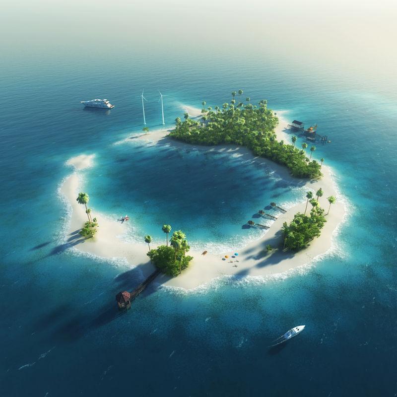 海上的圆环型小岛