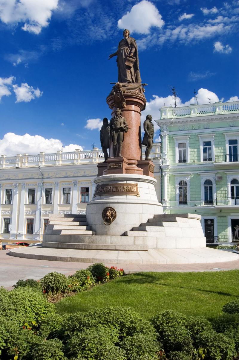 美丽的俄罗斯女皇凯瑟琳二世和波托姆金纪念碑