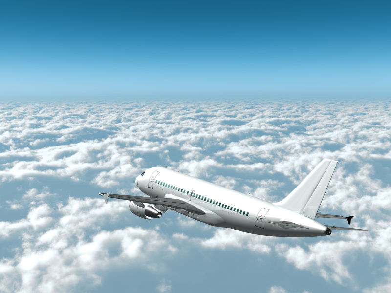 白色客机飞过云层