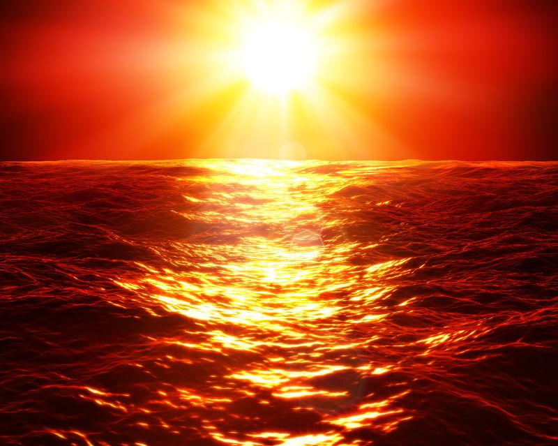 清晨海上的红日