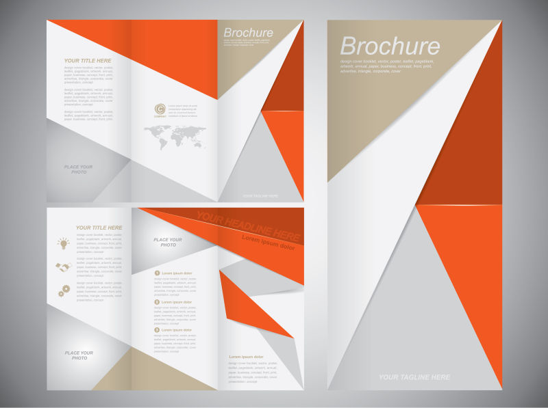 橙色图案的企业宣传册矢量设计