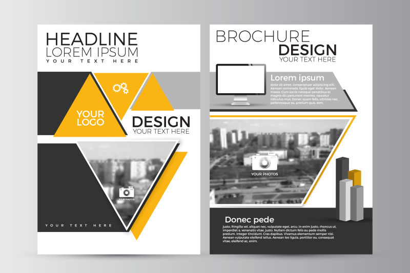 创意矢量黄黑色的抽象宣传册设计