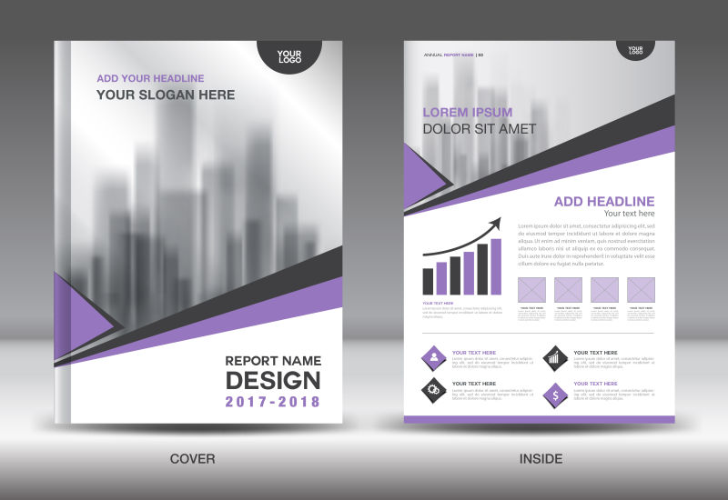 紫色图案的商业宣传册矢量设计