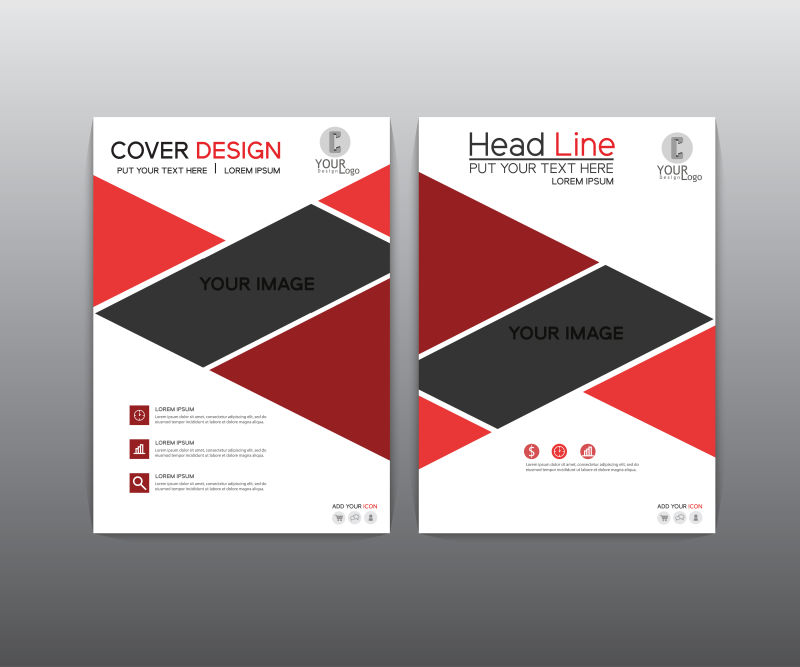 创意矢量现代红黑几何风格的宣传册设计