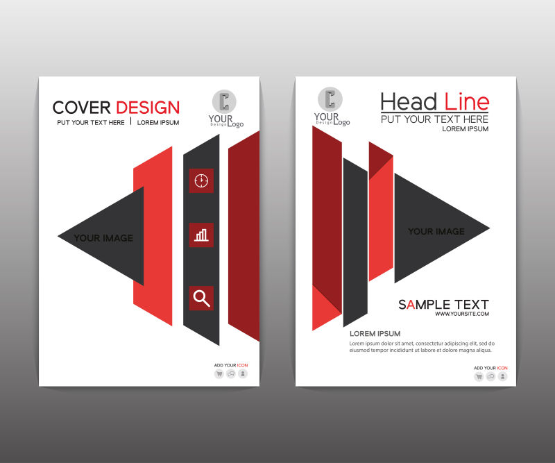 抽象矢量红黑色几何现代宣传册封面设计