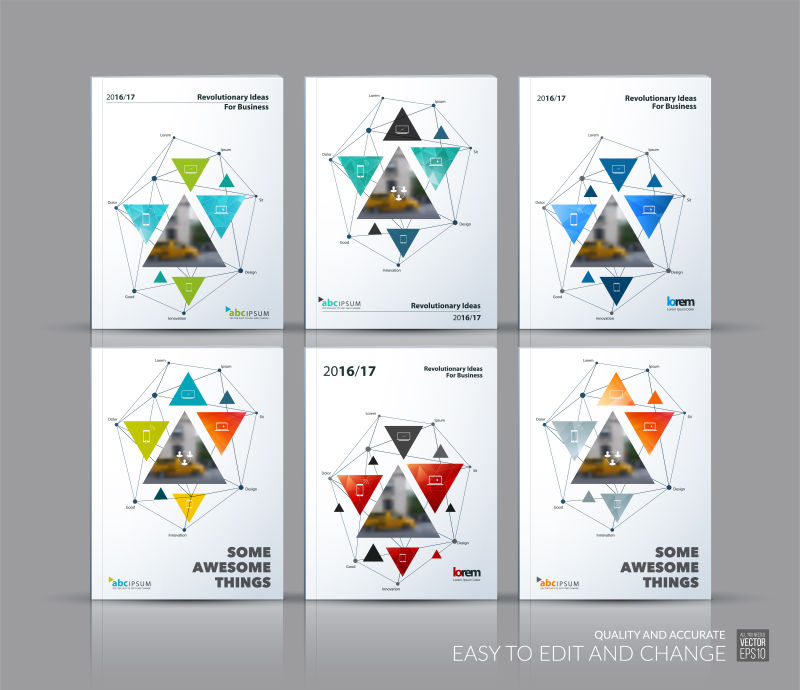 创意矢量彩色几何宣传册版式设计