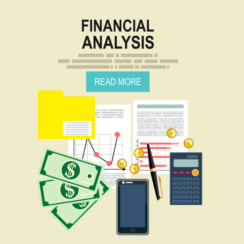金融评估概念的矢量平面插图