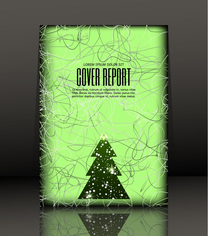 有树的矢量绿色报告封面设计