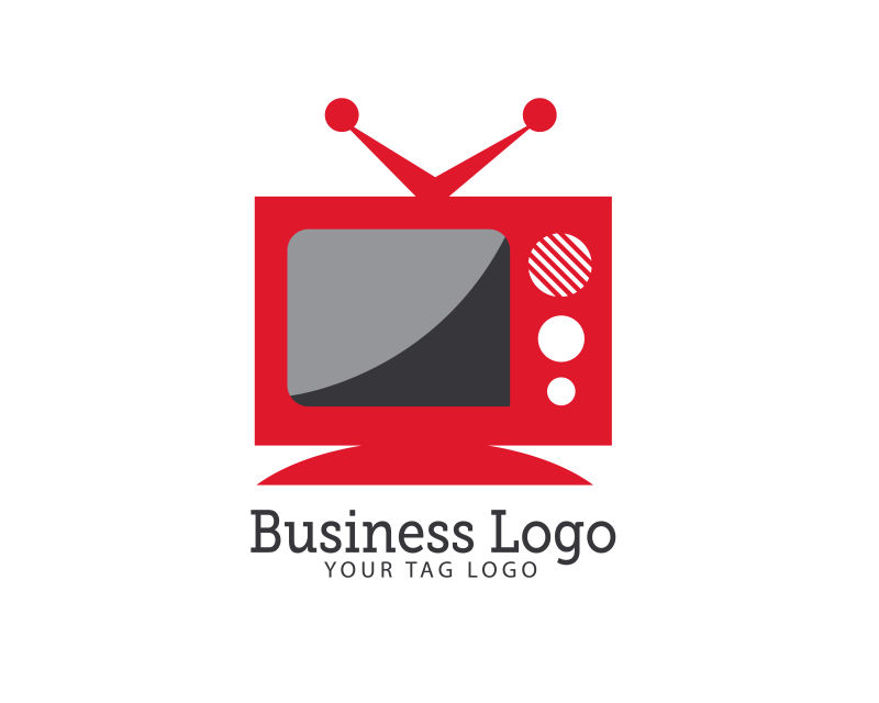 红色电视公司标志设计矢量图