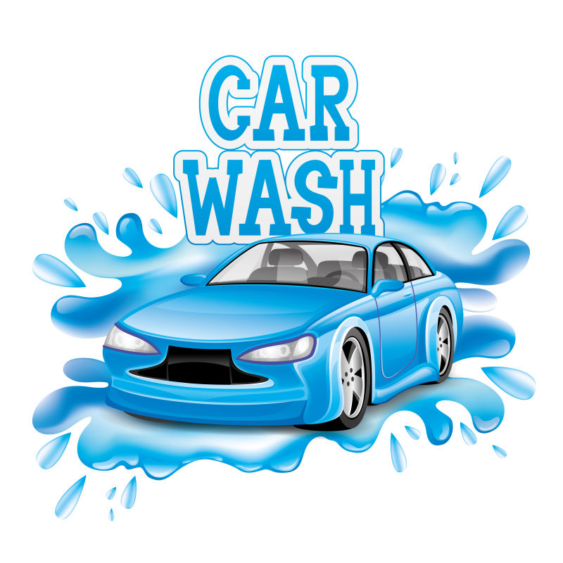 矢量蓝色洗车logo设计