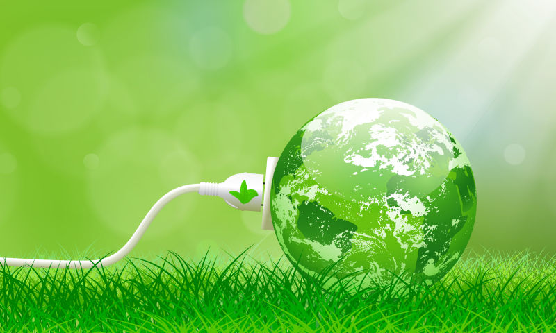 绿色地球能源矢量插图 