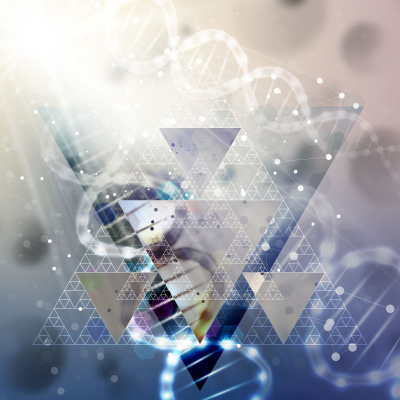 淡蓝色背景下矢量的DNA分子结构