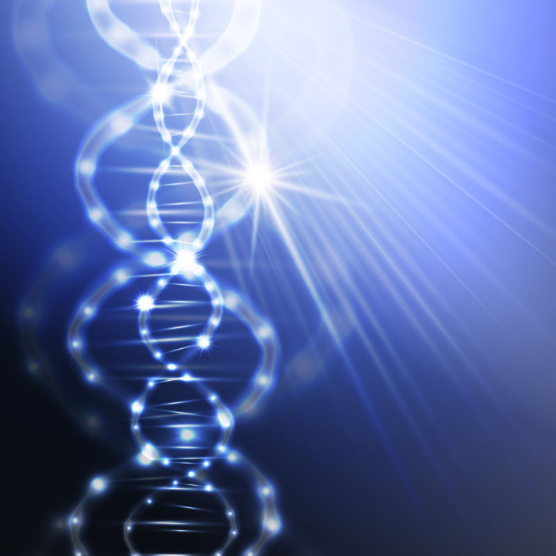 蓝色背景下的科学矢量DNA分子结构