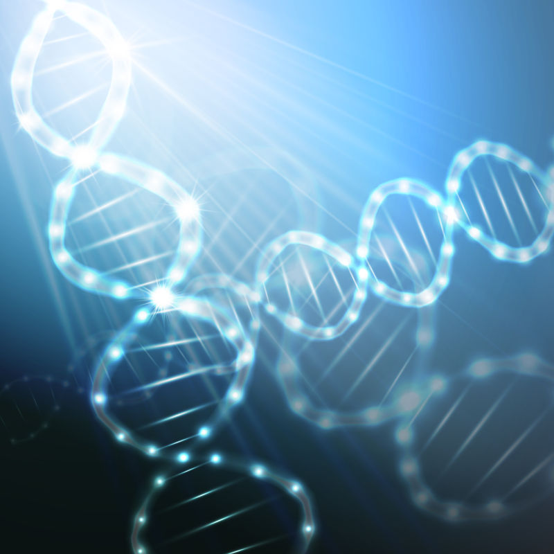 蓝色背景下的矢量DNA分子结构