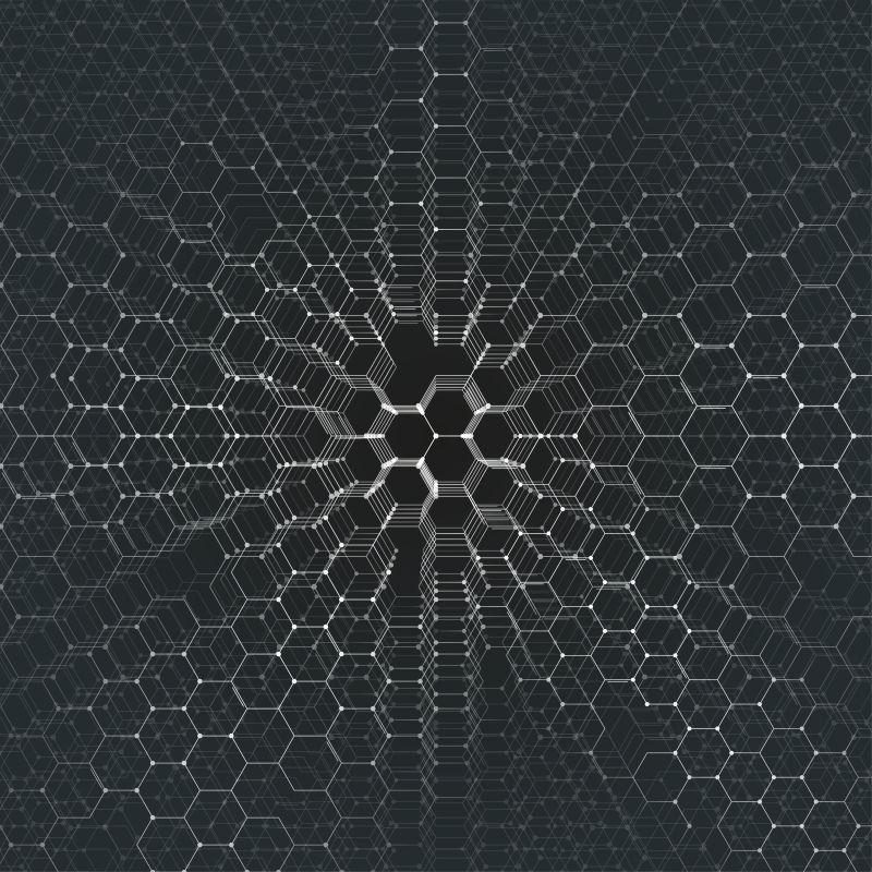 矢量黑色六边形分子结构