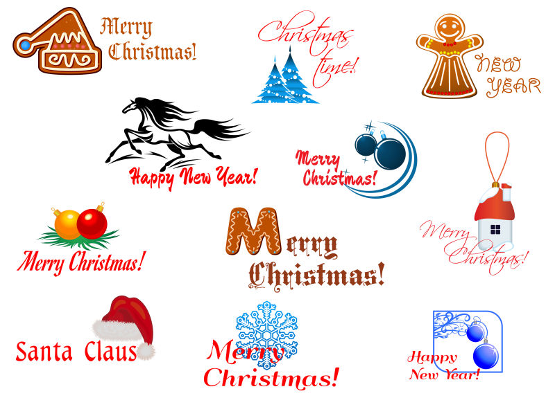 圣诞节和新年设计的冬季标志矢量图