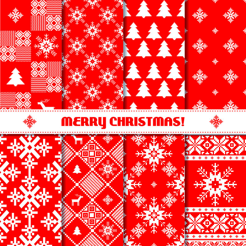 圣诞风格红白相间无缝针织图案矢量背景