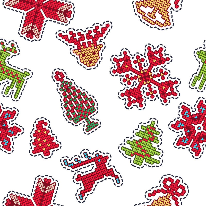矢量创意可爱的圣诞节针织纹理设计元素
