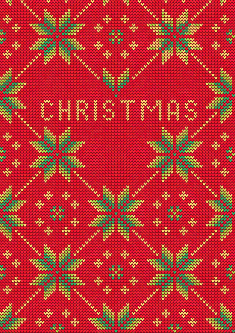 创意矢量红色圣诞节装饰针织纹理设计