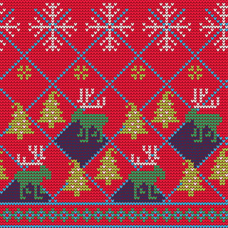 矢量抽象圣诞节主题的针织图案设计