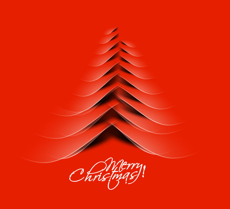 创意红色圣诞树设计背景矢量图