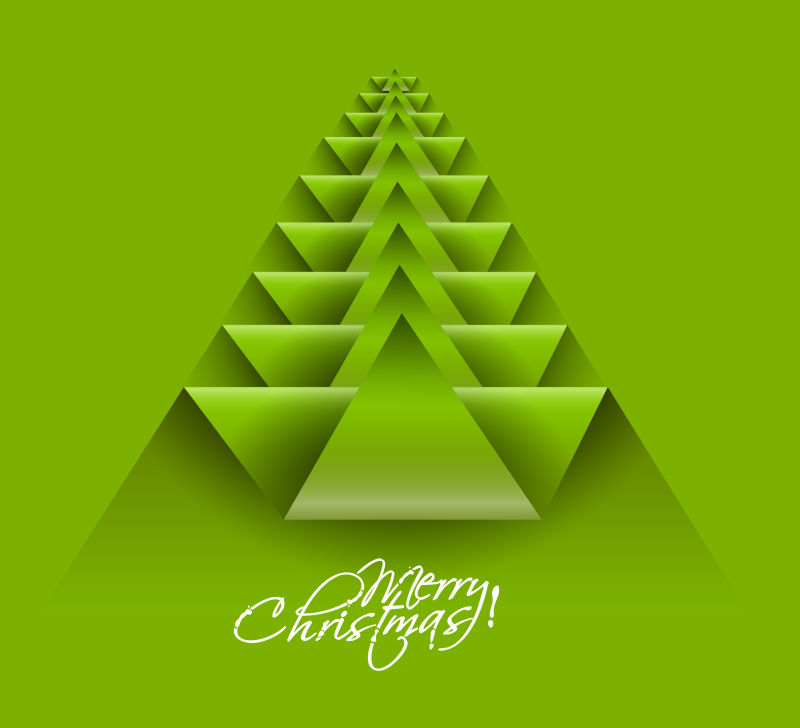 绿色圣诞树创意设计矢量插图