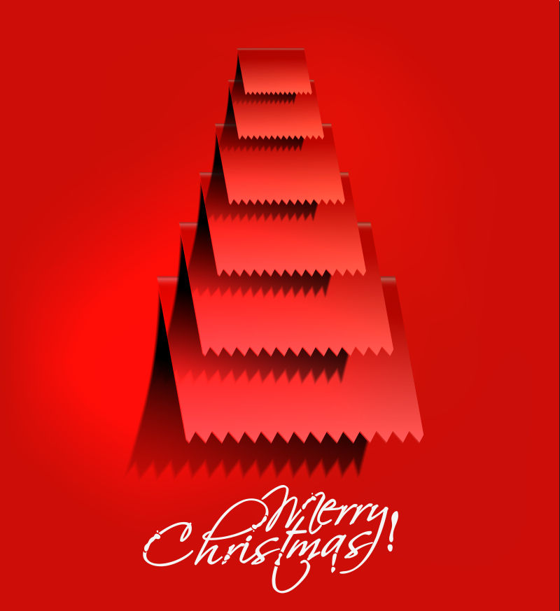 矢量创意抽象圣诞树设计红色背景