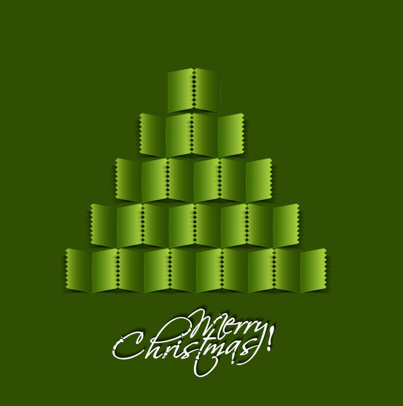 抽象创意绿色现代圣诞树设计矢量插图
