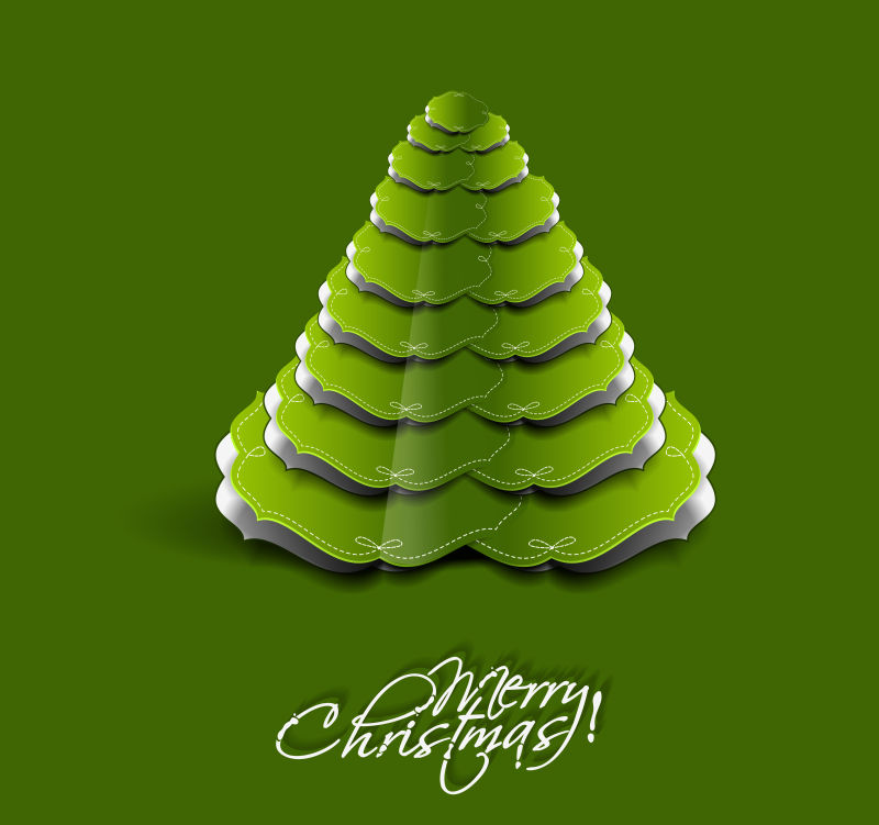 现代创意绿色圣诞树背景设计矢量插图