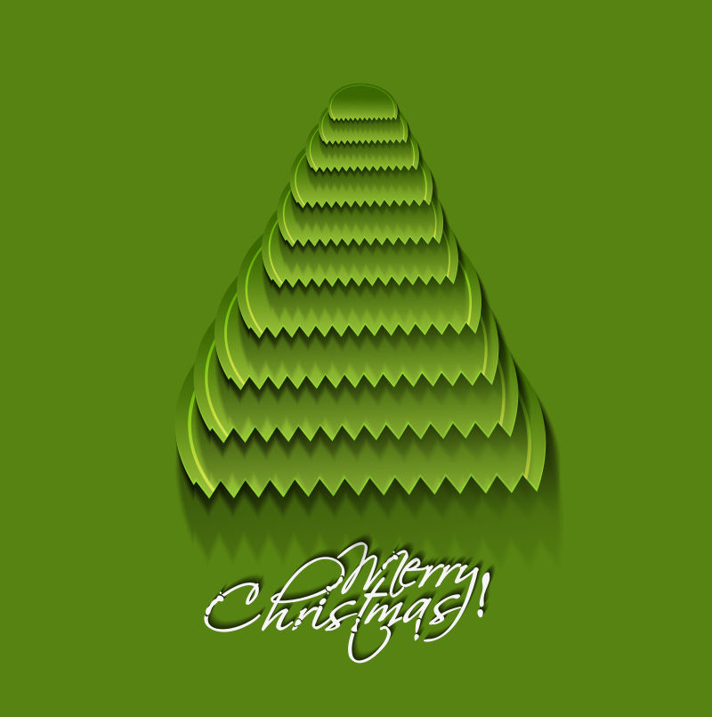 现代圣诞树绿色背景矢量插图