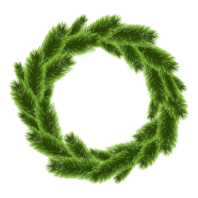 绿色圣诞树花环矢量图