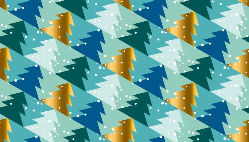 矢量豪华马林中圣诞树无缝几何图案