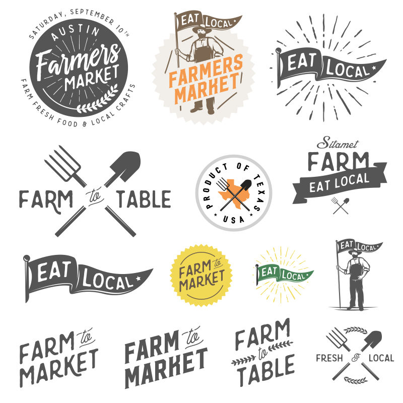 农贸市场标签矢量设计