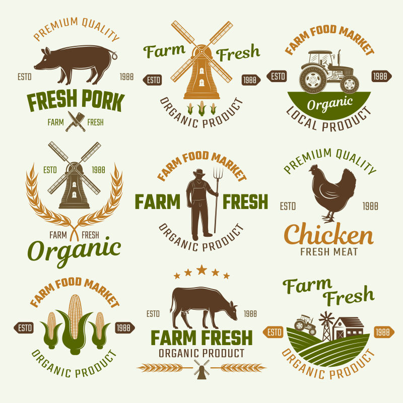 矢量农产品标签贴纸样式设计