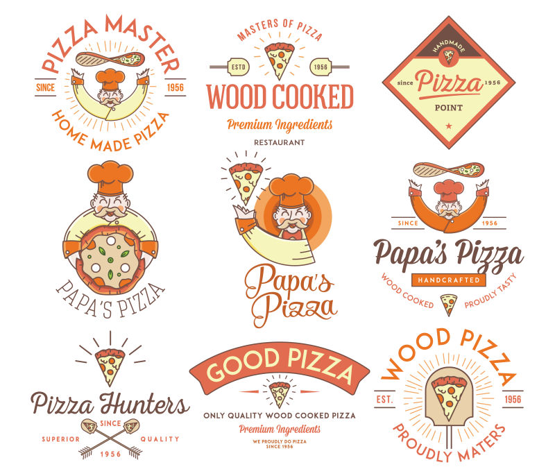 披萨店创意标签矢量设计