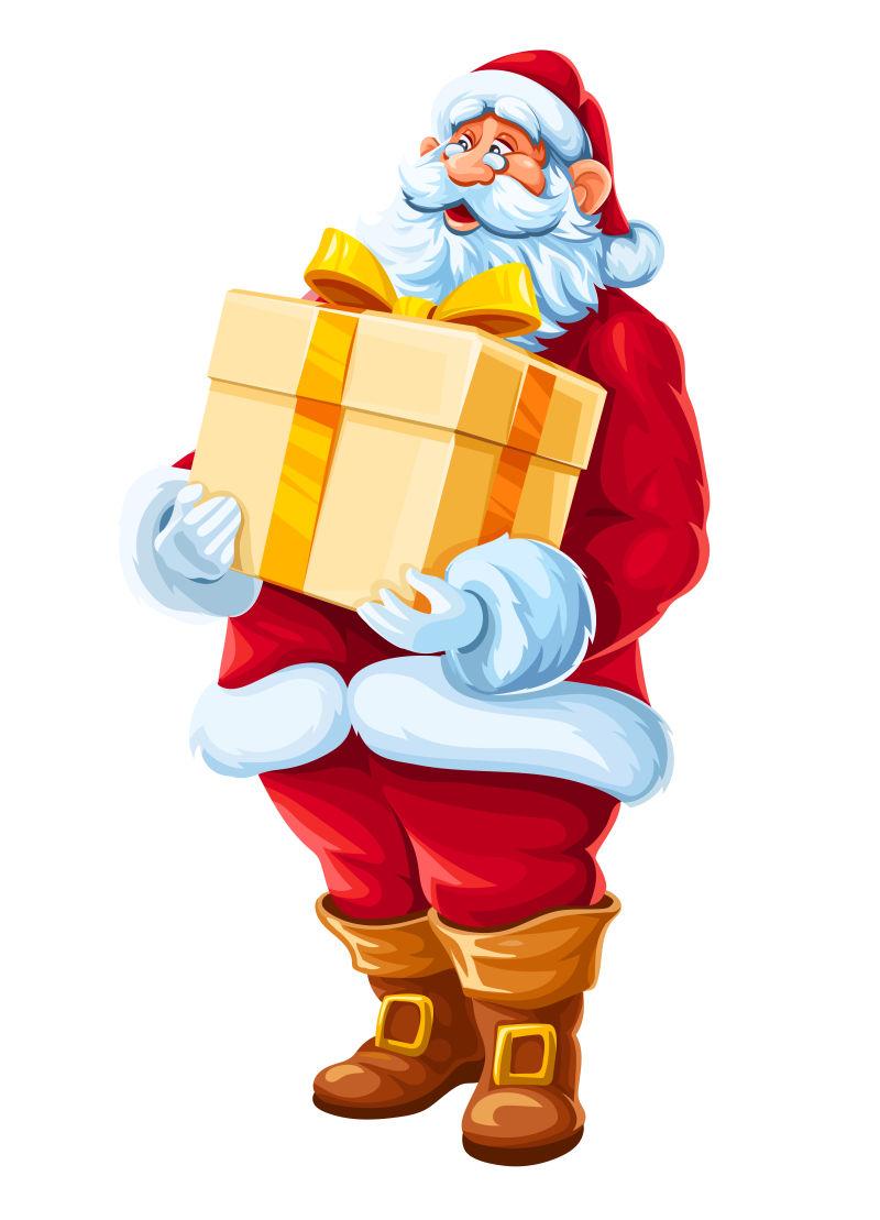 抱着礼盒穿红衣的圣诞老人