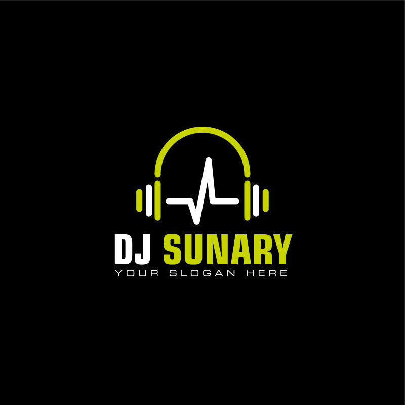 DJ电子音乐logo设计矢量插图