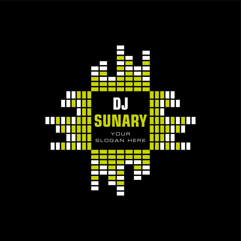 DJ电子音乐标志设计矢量图
