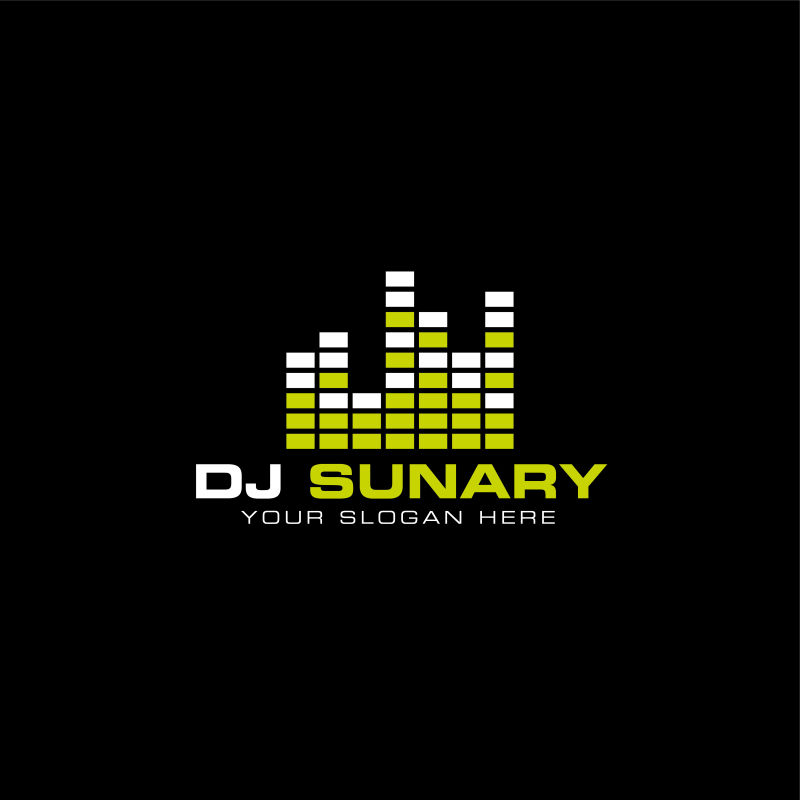 创意DJ音乐logo设计矢量插图