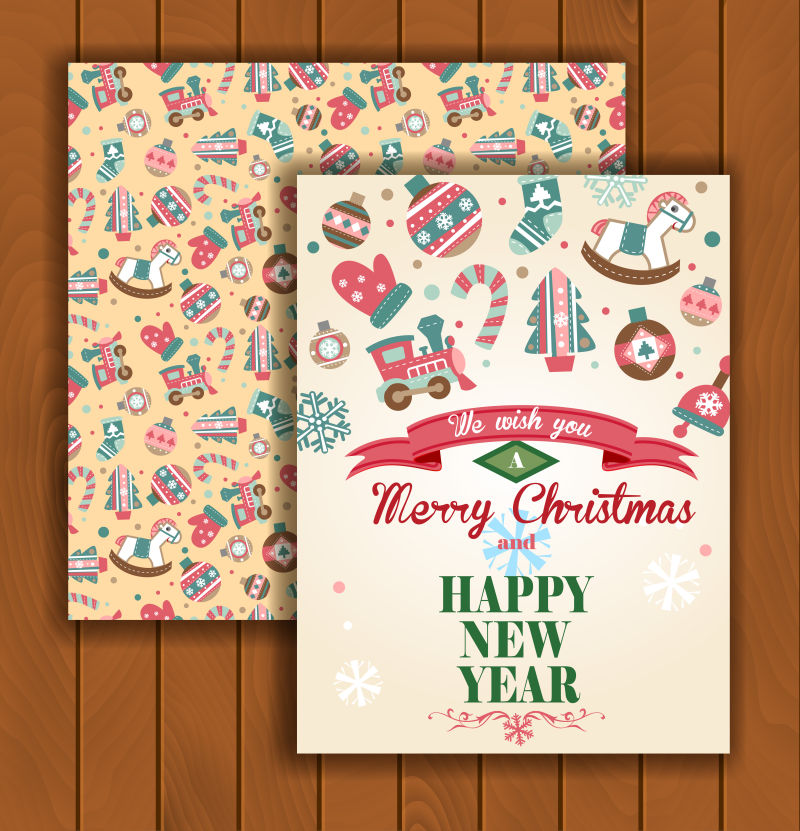 圣诞节矢量彩色贺卡信封设计