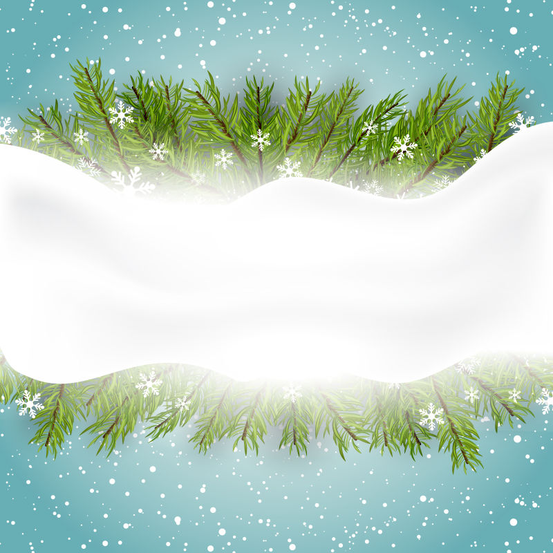 圣诞杉木树枝雪景矢量插图