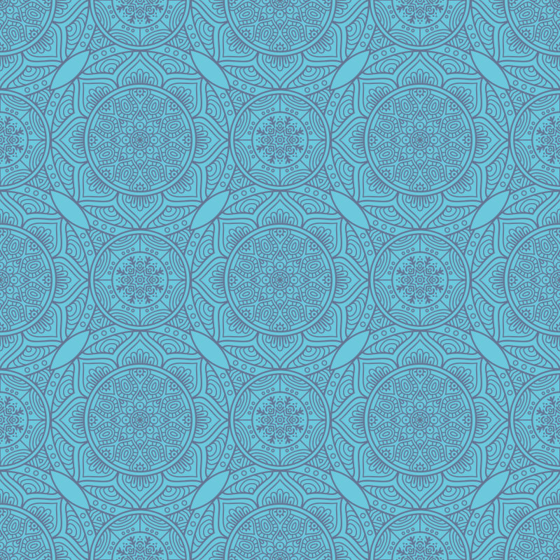 抽象的青色花卉图案矢量设计
