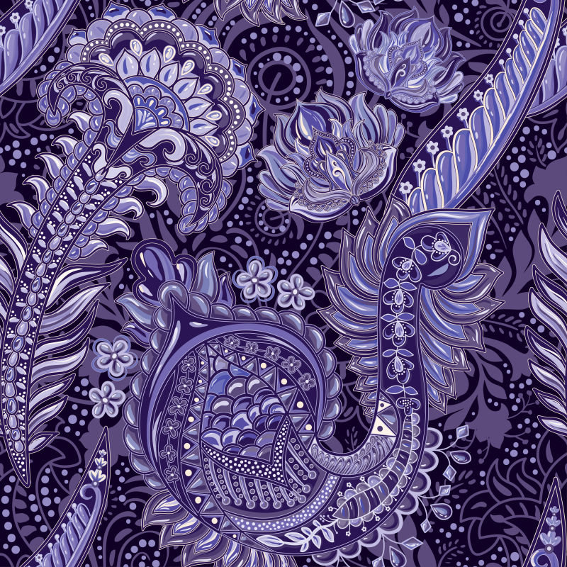 抽象矢量紫色花卉装饰无缝背景